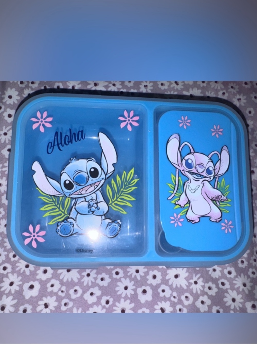 Disney Stitch & Angel Blue Bento Lunch Box 2-Compartment Kids School